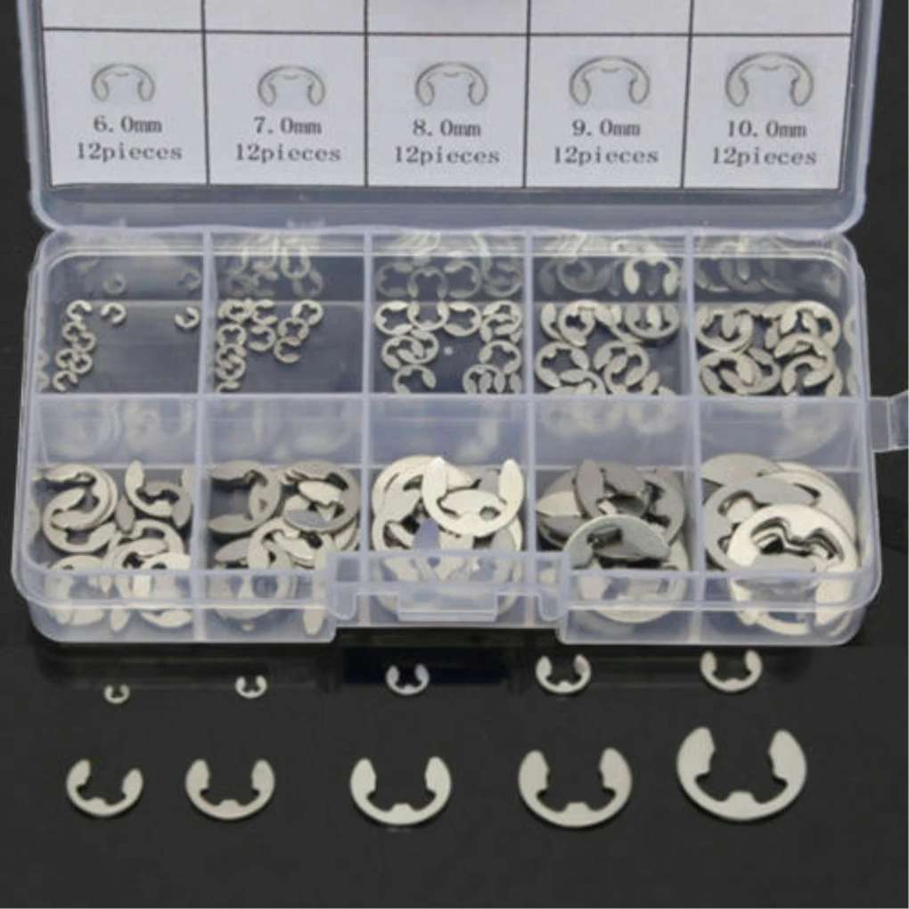 

120pcs/set 304 Stainless Steel Stainless Steel E Clip washer Assortment Kit Circlip retaining ring for shaft fastener M1.5~M10