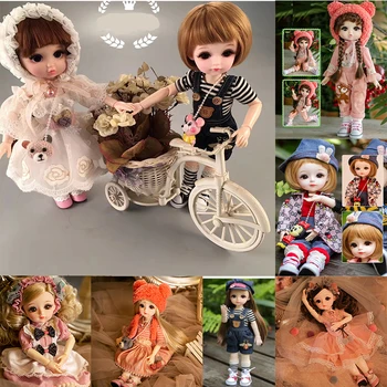 Cute Face 30cm BJD Doll 18 Movable Jointed Pouting DIY Bjd Dolls Princess Toys BJD Round Face long Hair DIY Toy Gift for Girls 1