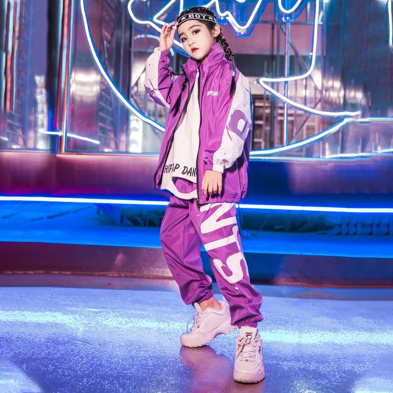 Модные джазовые танцевальные костюмы для девочек с длинным рукавом в стиле хип