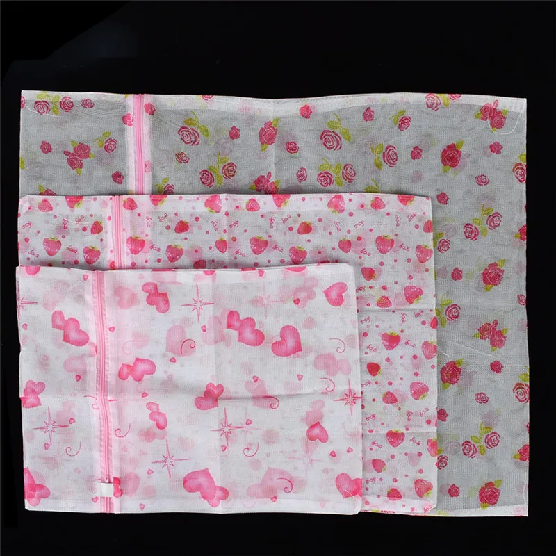 

1Pc Flower Pattern Bra Underwear Zipper Washing Laundry Bag Mesh 3-Size Travel Storage Bag for Socks Shirts Clothes Accessories