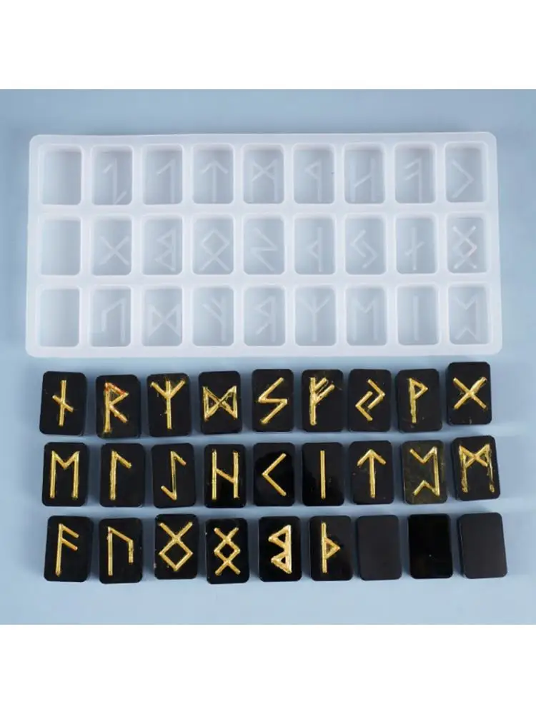 

Crystal Epoxy Resin Mold Energy Symbol Runes Letter Word Model Mirror DIY Mould 83XF