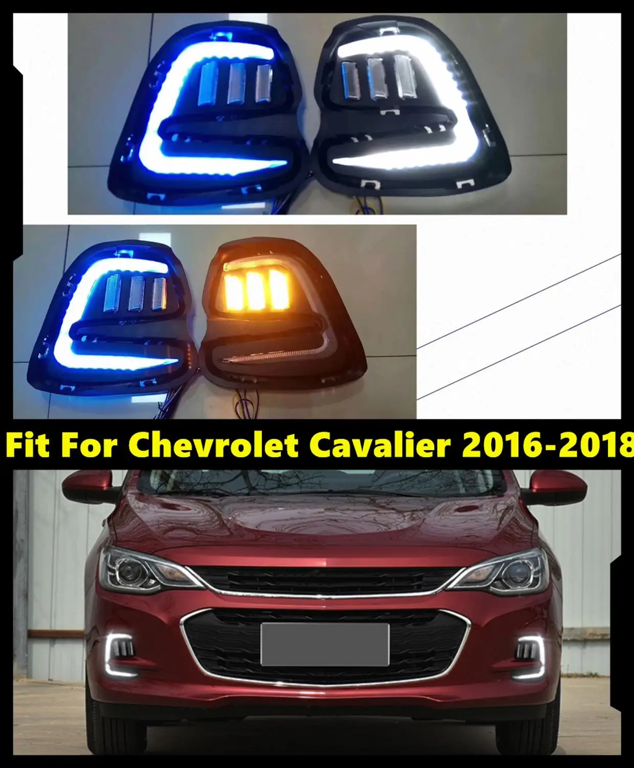 One Pair Dynamic Turn Signal Relay Waterproof Car DRL LED Daytime Running Light Fog For Lamp Chevrolet Cavalier