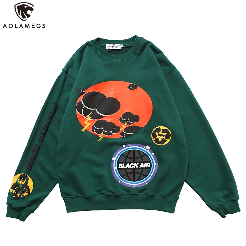 

Aolamegs Black Cloud Lightning Demon Colorful Reflective Printed Sweatshirt Men Pullover Hipster Hip Hop Style Hoodie Streetwear