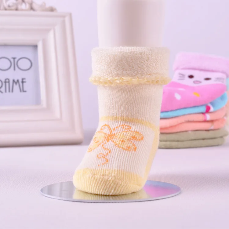 1 пара зимних утепленных махровых носков для малышей милые теплые хлопковые носки для новорожденных мальчиков и девочек с изображением жирафа, кошки, собаки случайный цвет