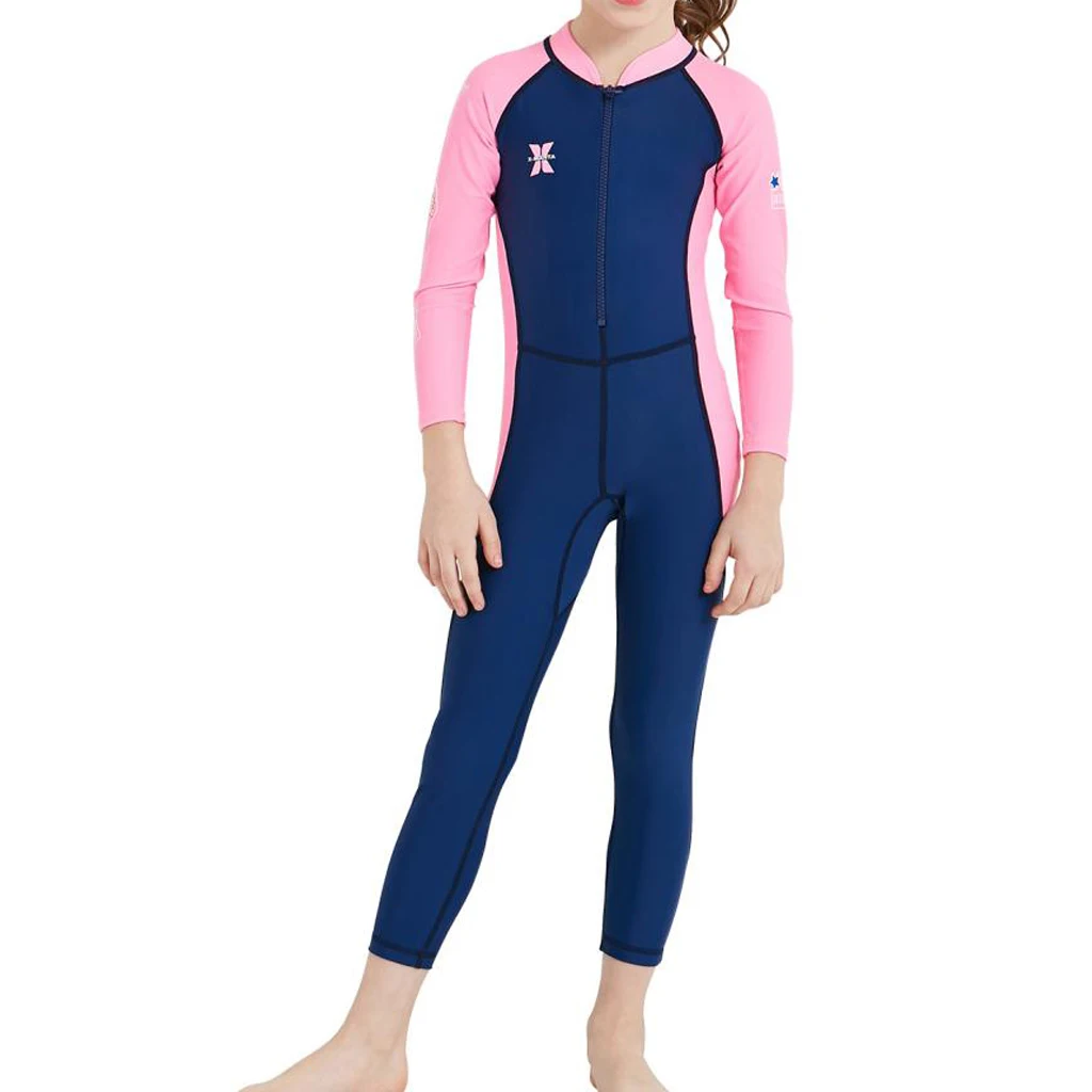 Kids Swimsuit Girl Boys Long Sleeve UV Sun Protection Full Body Rash Guard Kids Wetsuit for Water Sports