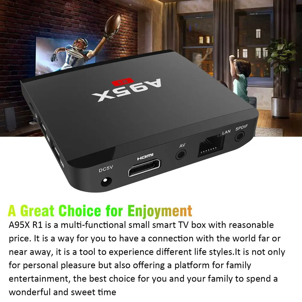 A95X R1 8 ГБ/16 ГБ Android 7,1 Smart tv Box 4K 3D Ultra HD медиаплеер четырехъядерный развлекательный медиаплеер телеприставка