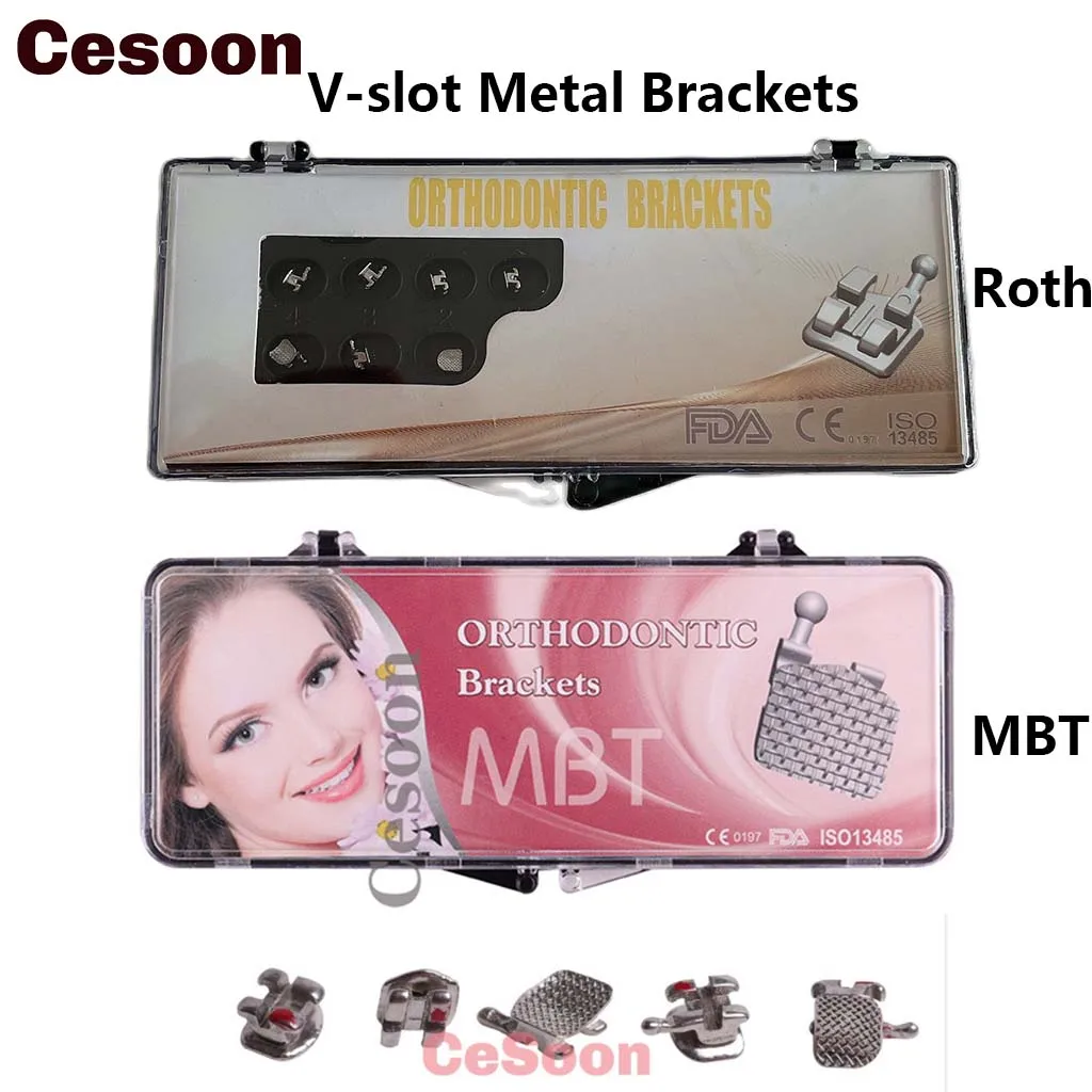 

20Pcs/Box Dental Orthodontic V-slot Metal Bracket Braces Vertical Slot Brackets Mini Roth/MBT 0.022 345 Hooks Dentist Materials