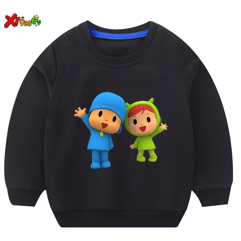 Новинка года; Детский свитер; толстовка с принтом Pocoyo; футболка для мальчиков; черные толстовки с капюшоном; толстовки для маленьких мальчиков и девочек; топы - Цвет: kids sweatshirt