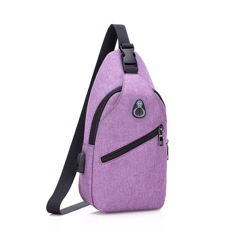 Multi-function USB Digital Security Chest Bag Men Waterproof Men Money Phone Pouch Bag Female Shoulder Messenger Bag Male Chest - Цвет: Лаванда