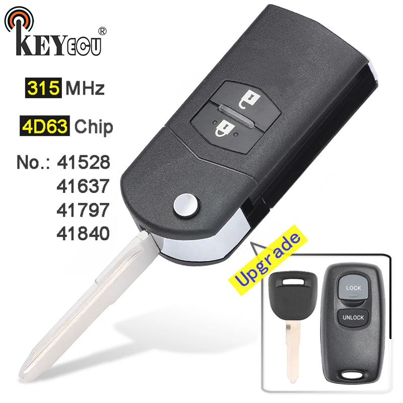 KEYECU 433 МГц 4D63 Модель No. 41521/ 41601/ 41803/ 41835/ 41847 обновленный откидной 2 кнопочный пульт