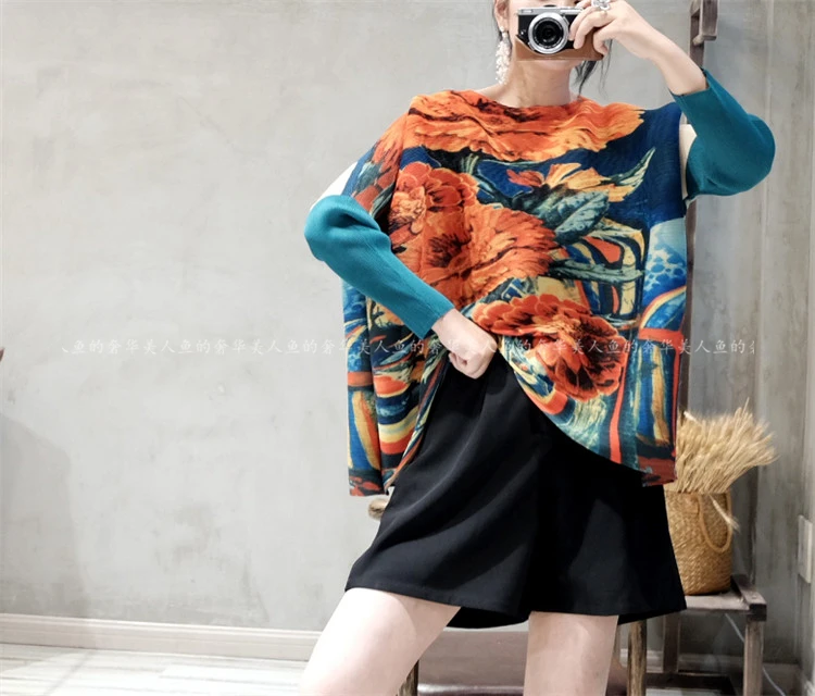 Горячая Miyake fold три четверти футболка народная-Пользовательские печати футболки