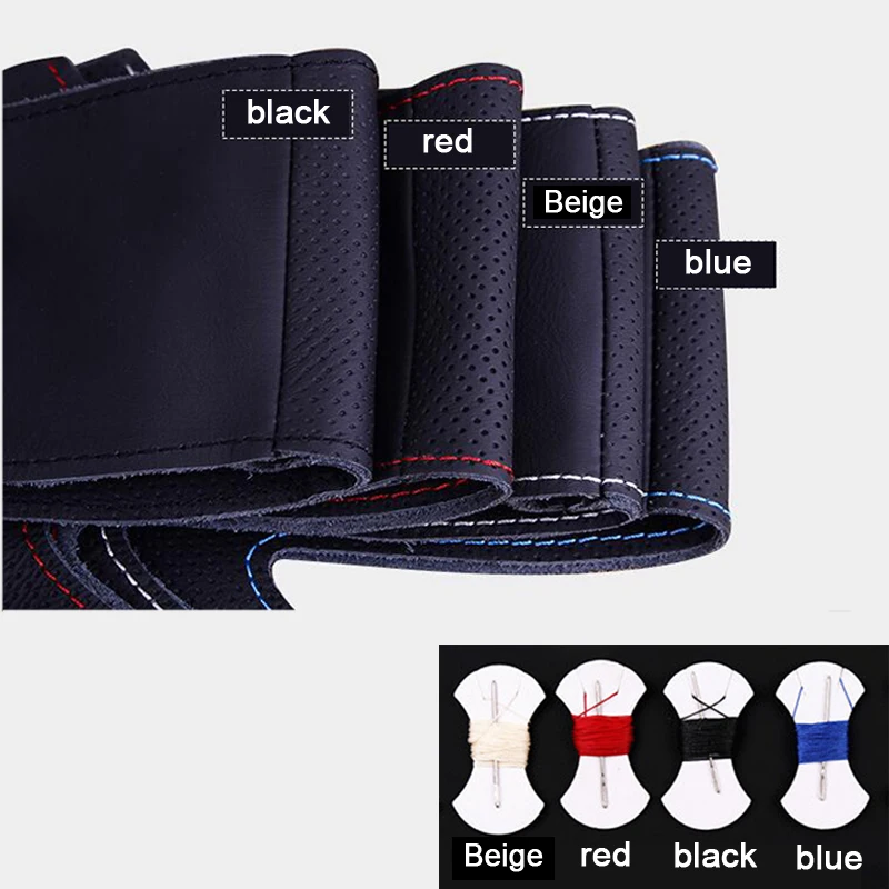 DIY сшитый вручную чехол рулевого колеса автомобиля из искусственной кожи для Opel