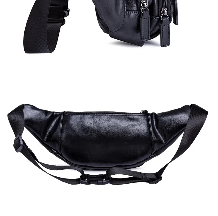 Wen PU Leather Waist Bag Large fanny pack Multifunctional Shoulder Bag chest bag Fashion Phone Belt Bag Vintage Purse Pouch