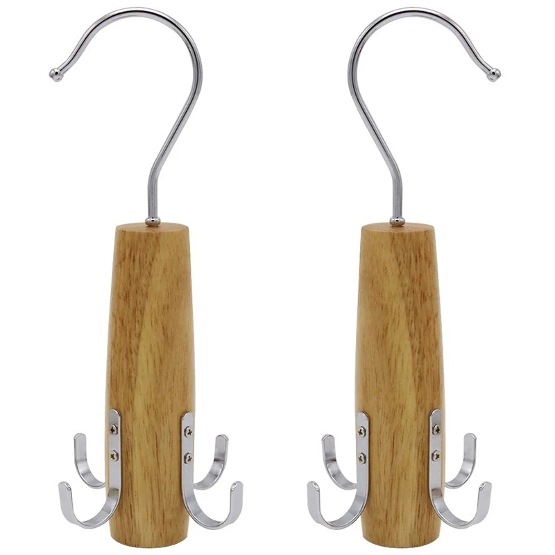 

Belt Racks, 2 Pack Swivel Rack Closet Space Saver with 4 Hooks for Hanging Scarves, Belts, Ties, Jewelry Accessories Organizer