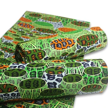 

New African Golden Wax Fabric Ankara Laminated Hot Sale Cotton Material Print Gold Line Batik Green Wrapper Tissue