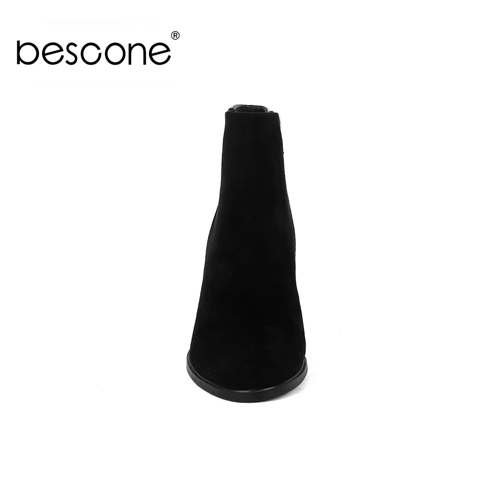 BESCONE/женские ботинки до середины икры; Зимние удобные ботинки на квадратном каблуке с круглым носком на молнии; разноцветные женские ботинки на очень высоком каблуке; BY142