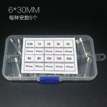 

50pcs/lot Set Kit 6x30mm Quick Blow Glass Tube Fuse Assorted Kits,Fast-blow Glass Fuses 0.5A 1A 2A 3A 5A 6A 8A 10A 15A 20A