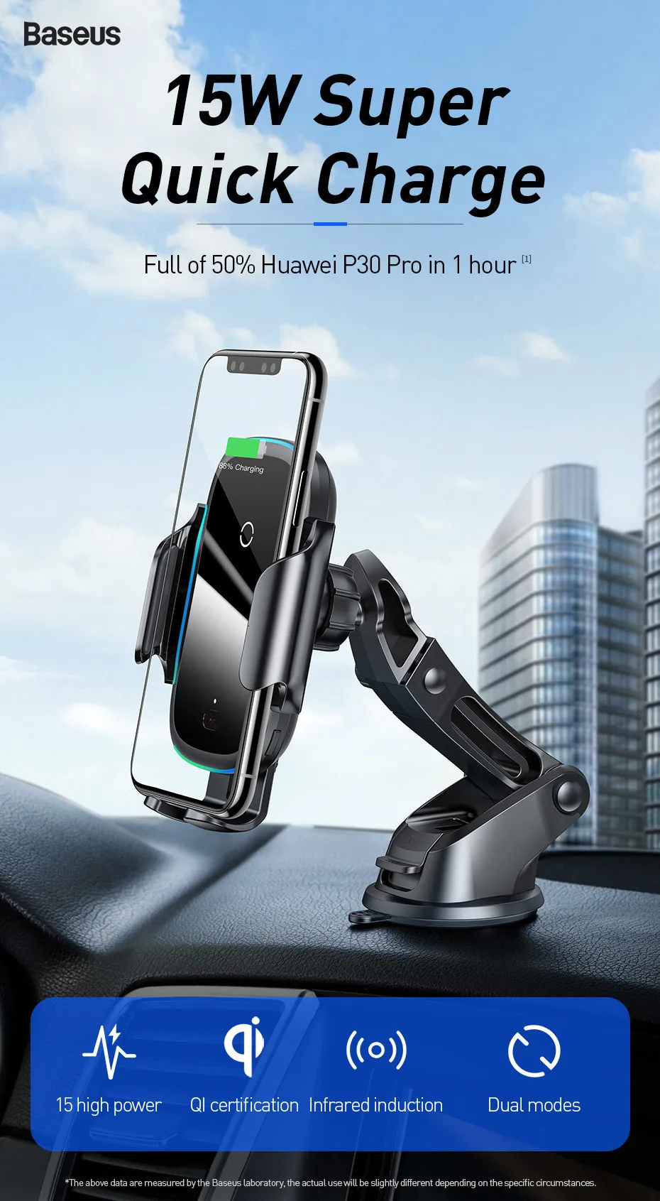 Baseus Qi Car Wireless Charger Car Mount Fast Wireless Charging with Car Phone Holder