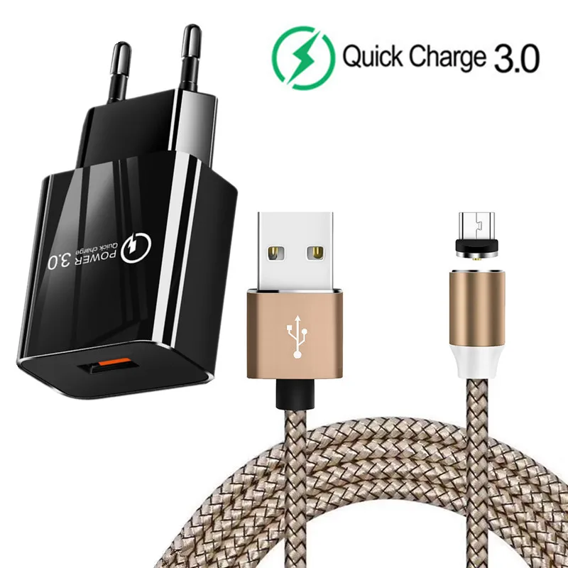 Магнитный зарядный кабель Micro usb QC 3 0 быстрое зарядное устройство USB для Samsung Huawei Y6s
