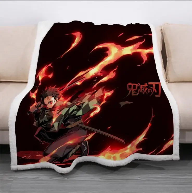 

Demon Slayer Kids Anime 3D Blanket Fleece Cartoon Art Print Children Warm Bed Throw Blanket newborn bayby Blanket style-03