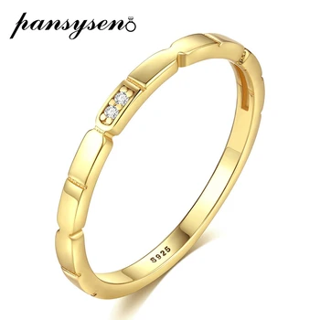 

PANSYSEN 100% Solid 925 Sterling Silver Wedding Bands Simulate Moissanite Gold Color Rings for Women Men Wholesale Fine Jewelry