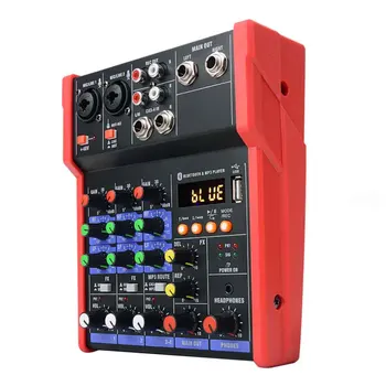 

4 Channels KTV Live Performance Sound Card DJ Console Karaoke Bluetooth Home Music Stage USB 5V Stereo Mini Audio Mixer Protable