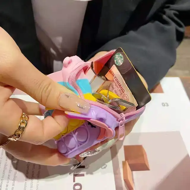 Mini Bag Fidgets Girls Toys Push Bubbles Squeeze Toys Silicone Key Purse Bag Stress Relief Game Backpack Phone Case 4
