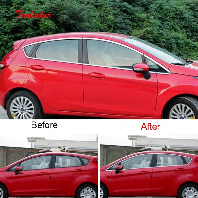 Наклейки Tonlinker для наружной двери автомобиля окна кромки чехла наклейки Ford Fiesta 2009