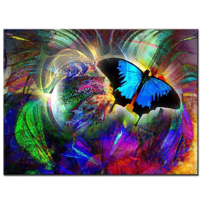 Full 5D Diy Diamond Painting &quotcolor Butterfly&quot Diamomd Embroidery Cross Stitch Round Rhinestones Diamant animals Decor | Дом и сад