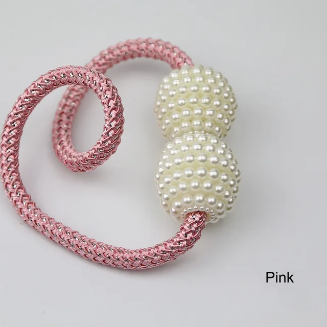 Pink 1х перламутровый магнитный зажим для штор, держатели для штор, зажимы для подвешивания, шаровая пряжка, Аксессуары для штор, домашний декор - Цвет: Pink