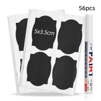 

56pcs Jar Stickers Pantry Label Spice Stickers Kitchen Organizers Storage Bottles Cans Jars Jams Labels Removable Blackboard Tag