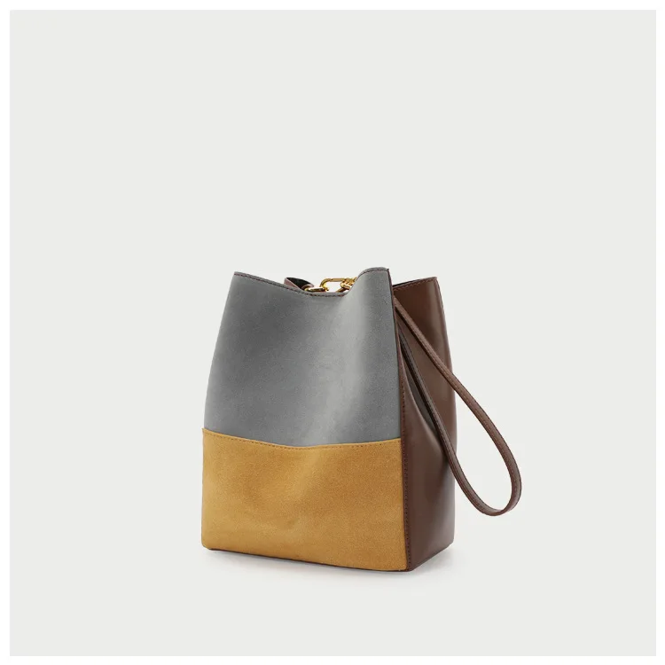 Новинка, женская сумка, большая вместительность, на одно плечо, диагональная посылка, дикая атмосферная кожаная ретро Корейская сумка-мешок - Цвет: Gray yellow
