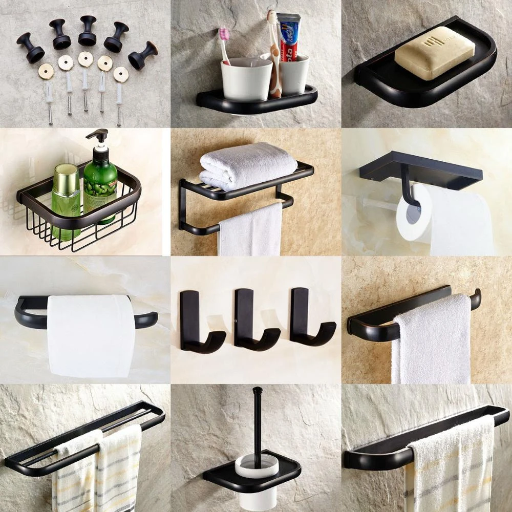 Black Oil Rubbed Bronze Square Bathroom Accessories Set Bath Hardware Towel Bar Soap Dish Toilet Paper Holder Robe Hook Mm016 Bath Hardware Sets Aliexpress