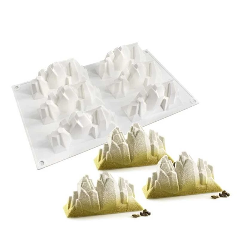 

Silicone Cake Mold 6 Holes Iceberg Cake Decorating Tools For Baking Ice Cream Mousse Chocolate Dessert Moulds Pans