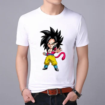 

LUSLOS Fashion Men's T Shirt Summer Short Sleeve Casual White T-shirt Dragon Ball Funny Man Tshirt Male T-shirts Streetwear Tees