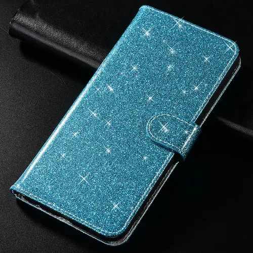 Case For Huawei Honor 8 10 20 20i Lite 5C 8X 7X P10 P20 P30 Lite Plus Pro Cover Case Flip Magnetic Matte Leather Cower - Color: Glitter- Blue