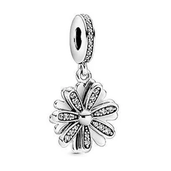 

2020 New 925 Sterling Silver Shining Daisy Flower Dangle Charm Fit Original Pan Bracelet For Women DIY Jewelry Pendant Beads