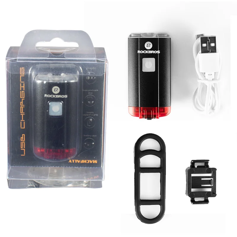 Sale ROCKBROS Cycling Bike Light Duplex Integrates Both Headlight and Safety Light USB Rechargeable MTB Helmet Front Handlebar Light 3