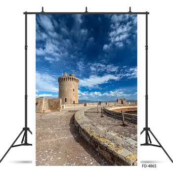 

Brick Building Bridge Sky Photo Backdrop Vinyl Cloth Background for Children Baby Portrait Scenic Photoshoot Photography Props
