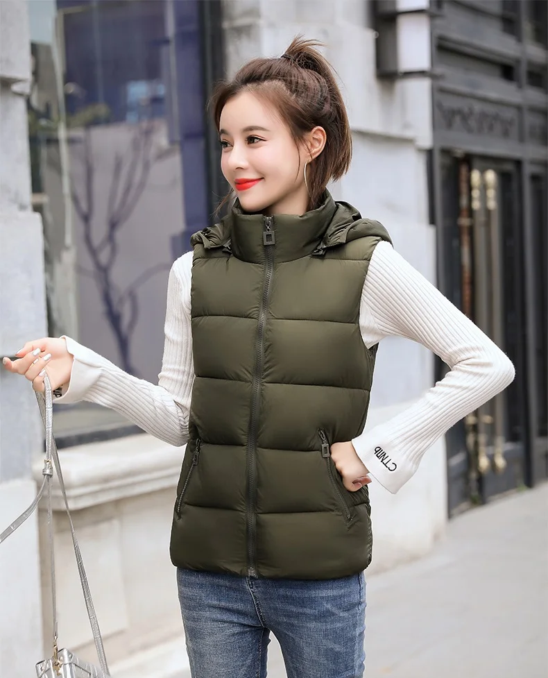 YAGENZ Plus size Down Cotton Coat Waistcoat Female Outwear Winter Vest Women Warm Vest Short Coat Hooded Coats Women Clothes 542