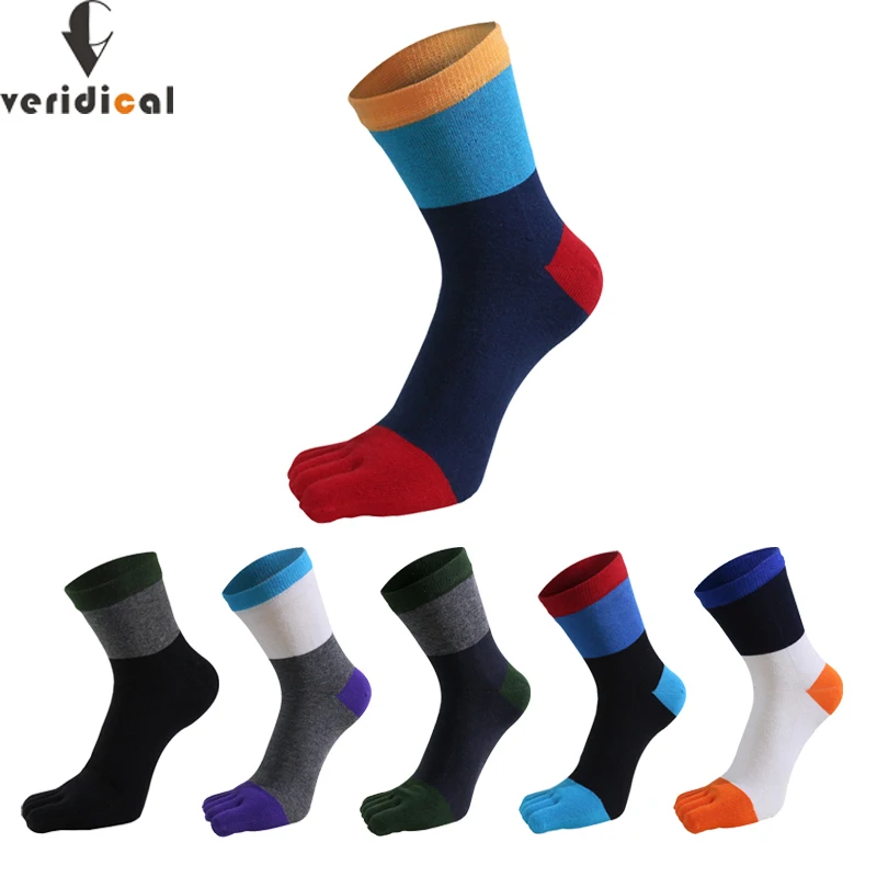 

5 Pairs Pure Cotton Five Finger Socks Fashion Bright Color Striped Business Novelty Harajuku Short Socks With Toes Good Quality