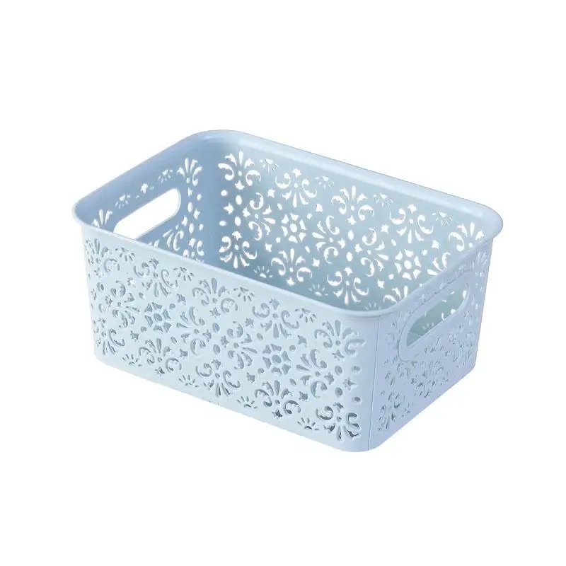 Креативный пластиковый настольный полый ящик для хранения нижнего белья, ящик для хранения, кухонный органайзер, одежда игрушки, контейнер для хранения - Цвет: blue (no cover)