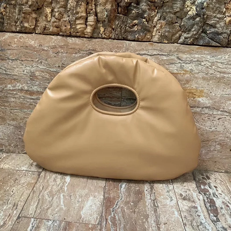 NEW Leather Pouch Handbag Women Soft Hand Purse Fashion Clutch Bag Evening Party Purse Bag Women Large Ruched Pillow Bag