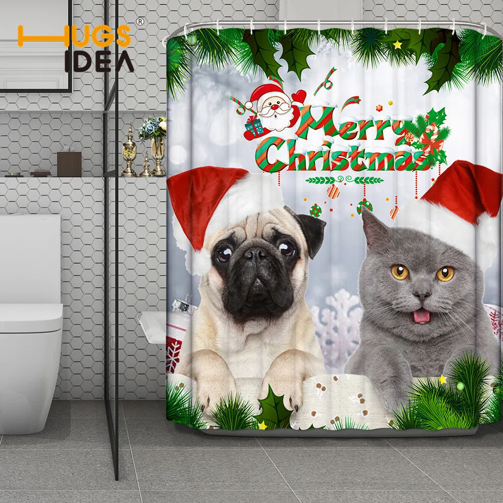 HUGSIDEA Merry Christmas занавеска для душа s Водонепроницаемая полиэфирная ткань занавеска для ванной моющаяся затемненная занавеска домашний декор