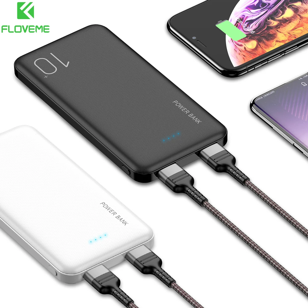 FLOVEME power Bank 10000 мАч bank для Xiaomi Mi iphone два порта Usb портативное зарядное устройство