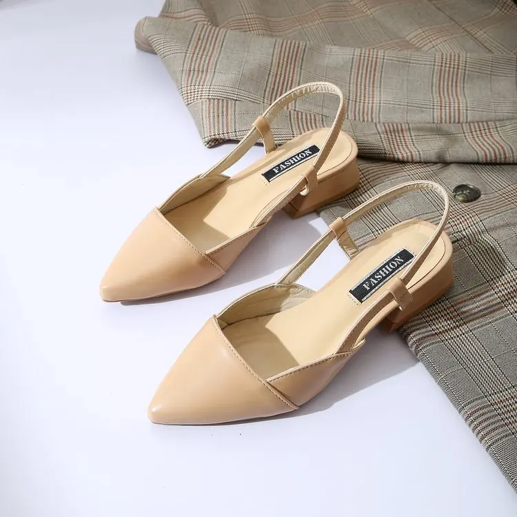 

2018 Summer New Style Korean-style Semi-high Heeled Pointed-Toe after Empty Sandals Women's Chunky-Heel Shoes Versatile Pump
