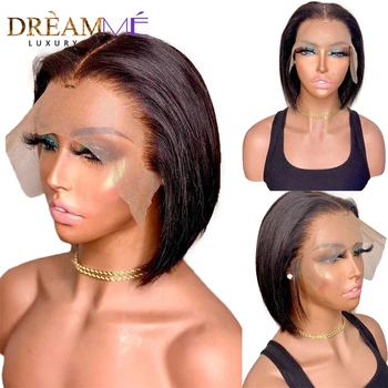 

Pixie Cut Bob Lace Front Wig 13X6 Deep Part Short Lace Front Human Hair Wigs Straight 150%Density PrePlucked Remy Brazilian Hair