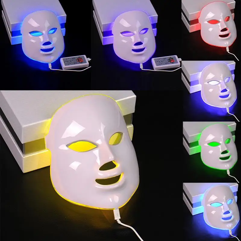 

MeterMall LED Facial Mask Beauty Skin Rejuvenation Photon Light 7 Colors Mask with Neck Therapy Wrinkle Acne Tighten Skin Tool