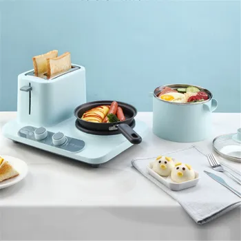 

3 In 1 Electric Breakfast Machine Toast Grill Frying Pan Soup Pot Cooking Pot Bread Pizza Machine Toaster Oven Omelette - Blue