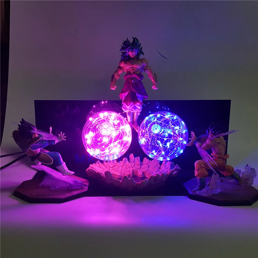 Dragon Ball Z Vegeta Goku VS Broly экшн Аниме фигурки ночные светильники 3D Сон Гоку фигурка Супер Saiyan DIY Набор лампа игрушка